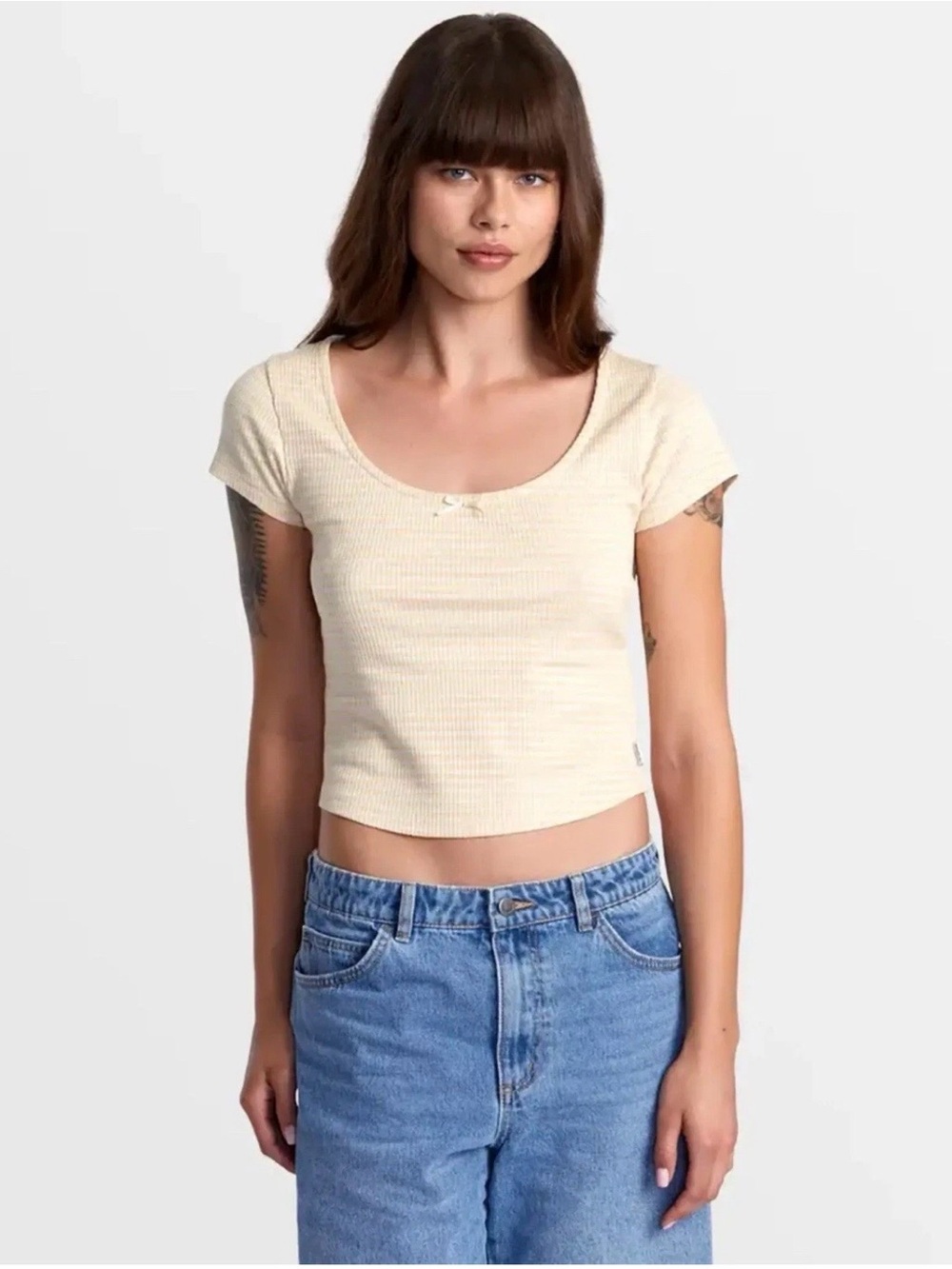 RVCA Women's Ribbed Scoop Crop Yellow Stripe